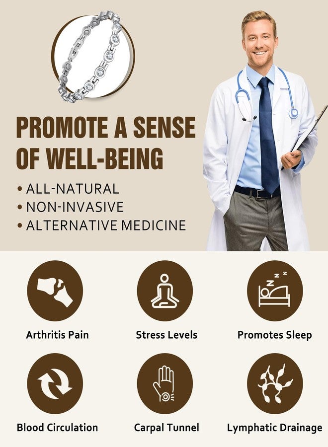 أساور جيكانوري المغناطيسية للنساء، سوار مغناطيسي من الفولاذ المقاوم للصدأ مع مغناطيس نيوديميوم وكريستالات متلألئة، هدايا مثالية - Image 4